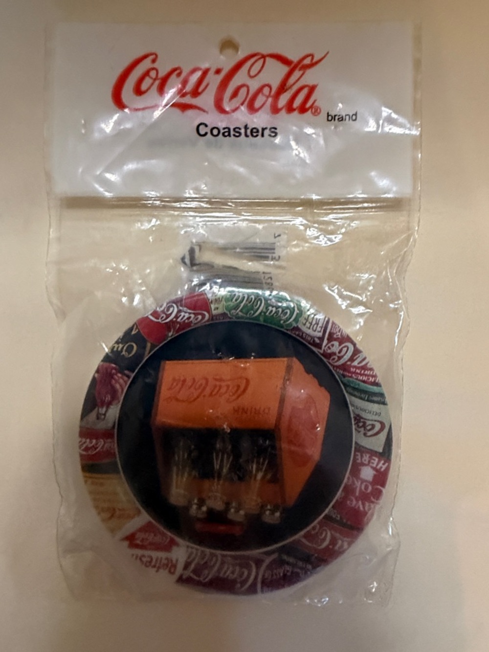 Coca Cola Red, Orange & Green Vintage Logo Coaster